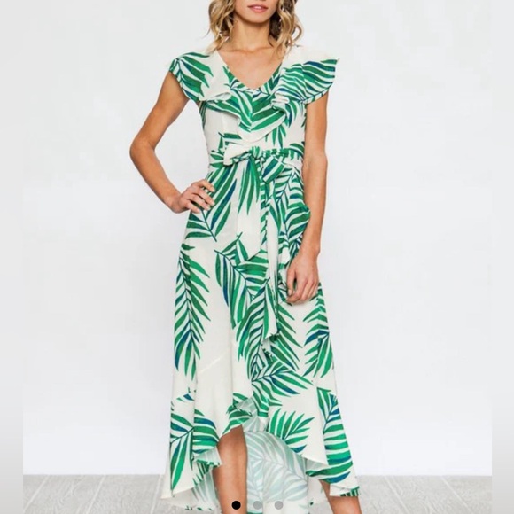 Tropical Palm Ruffle Maxi - Picture 1 of 8